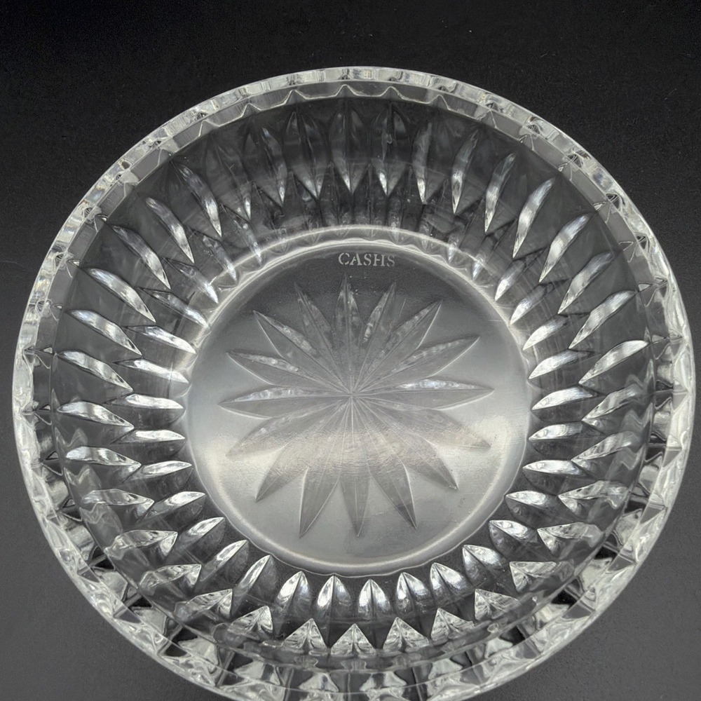 VTG Cashs of Ireland Cut Crystal Starburst Ashtray Heavy Glass Dish